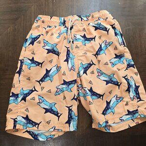 boys orange blue shark swim shorts 14/16